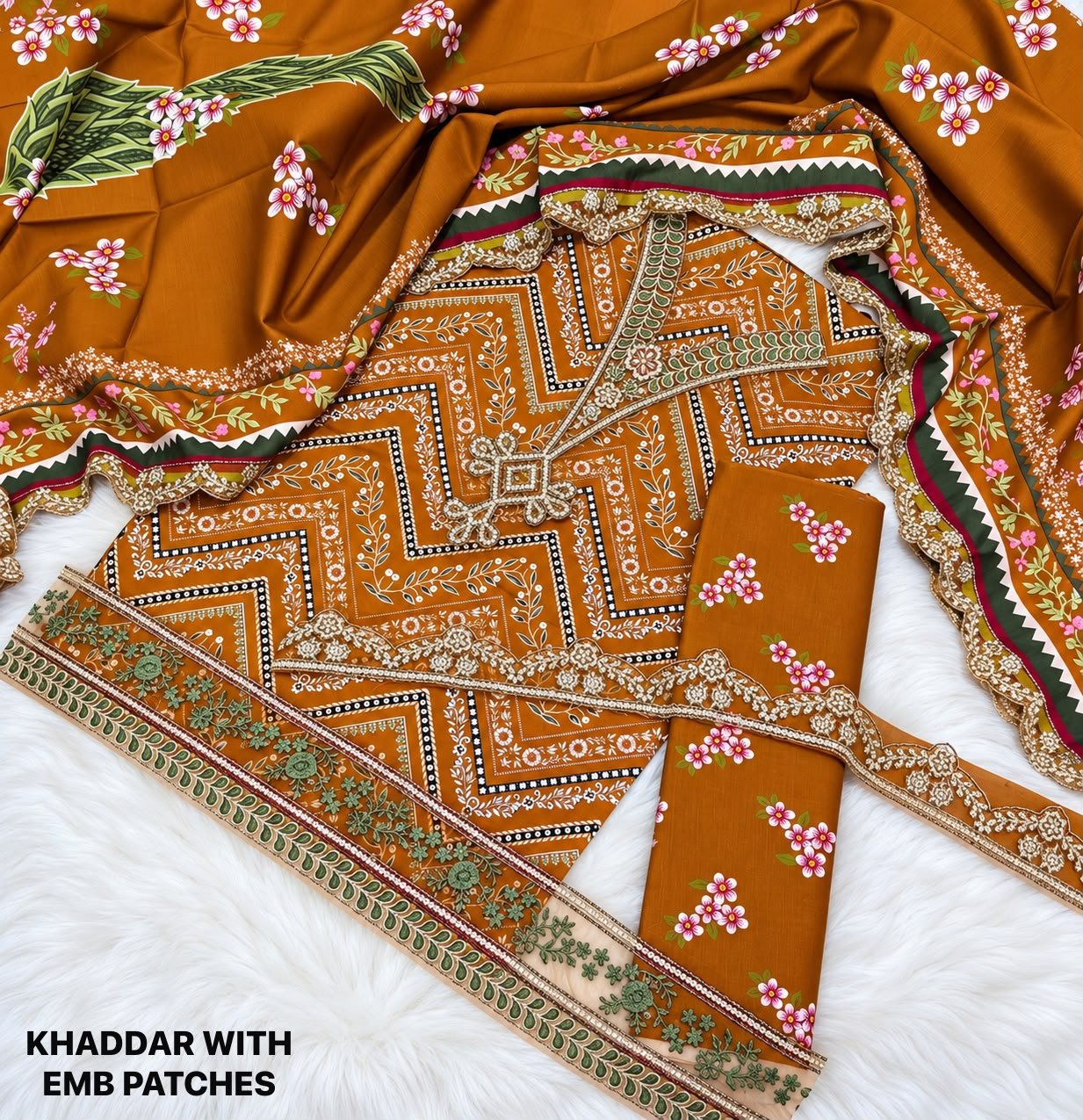 M.Prints by Maria.B Khaddar Winter Collection 3PC - Unstitched Khaddar Pakistani Ladies Fashion (View 9)
