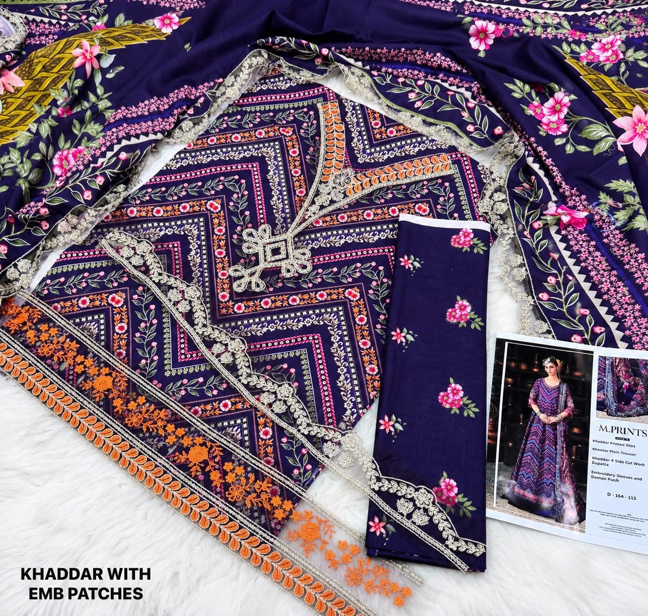 M.Prints by Maria.B Khaddar Winter Collection 3PC - Unstitched Khaddar Pakistani Ladies Fashion (View 8)